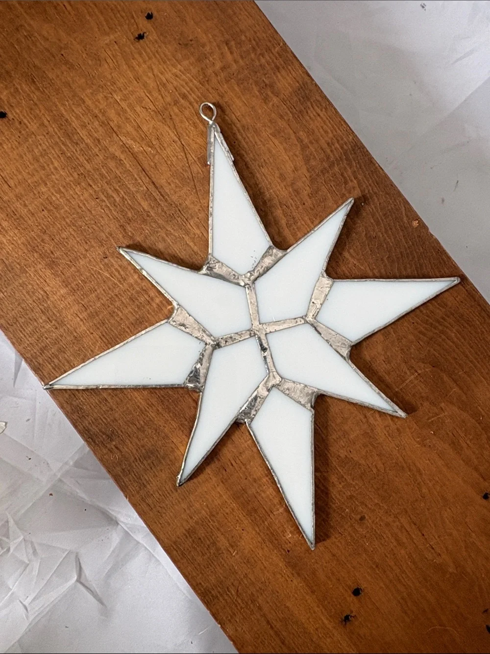 White Star Stained Glass Holiday Ornament or Window Decor - Unbranded